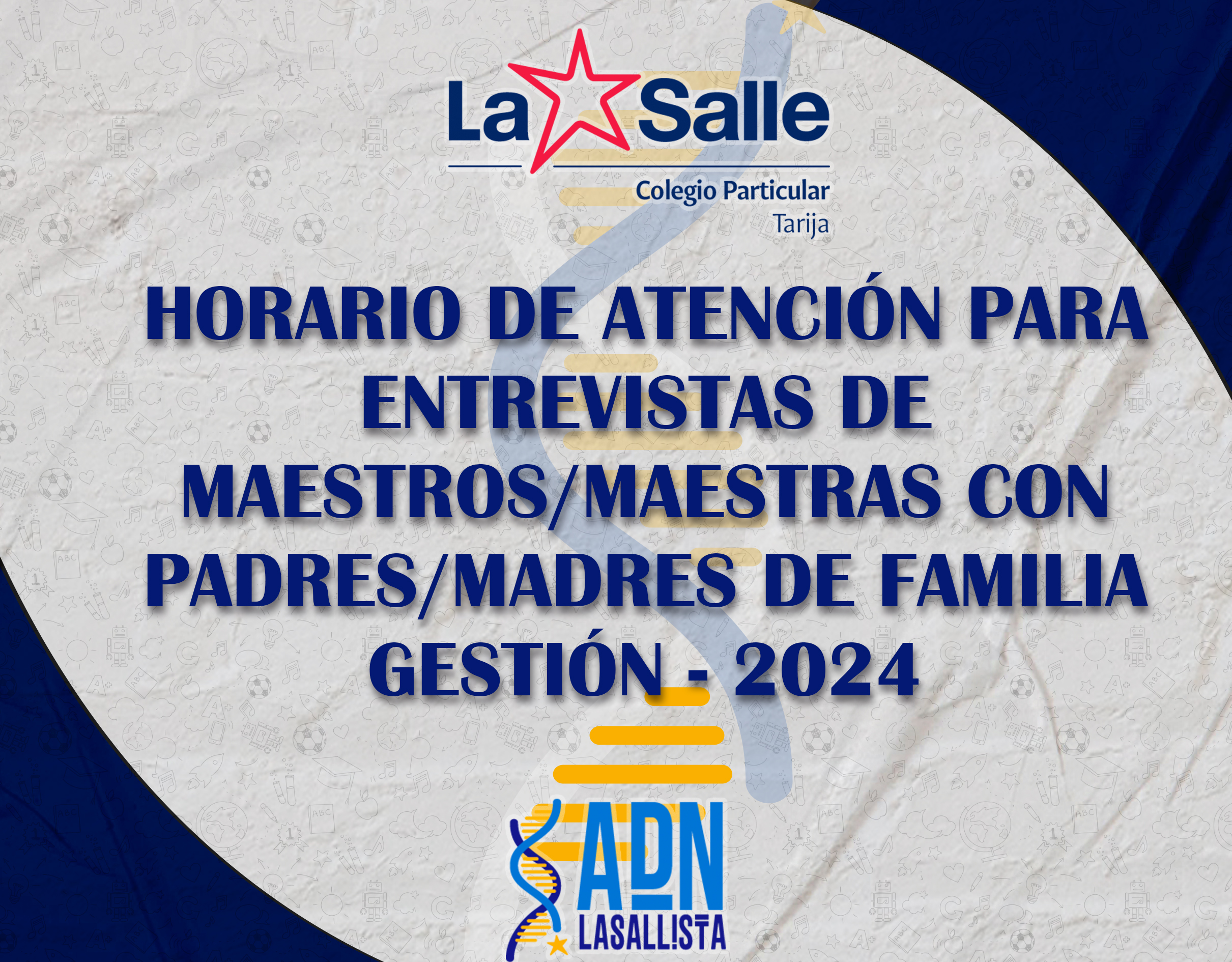 HORARIO DE ATENCIÓN PARA ENTREVISTAS DE MAESTROS/MAESTRAS CON PADRES/MADRES DE FAMILIA GESTIÓN-2024